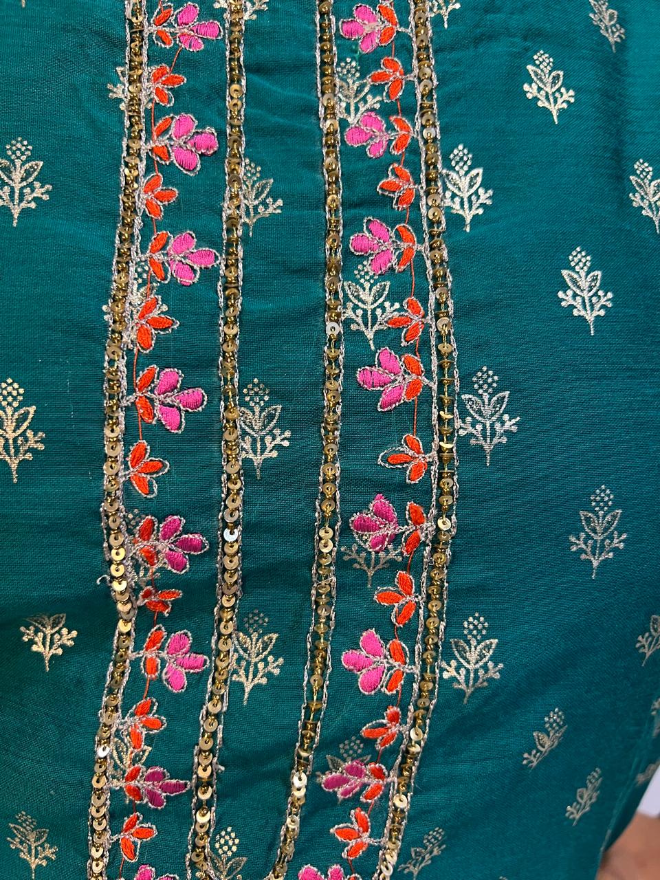 Nazneen 3 Piece Suit (Red & Green)