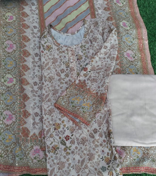 Unstiched Kurti, Bottom and Dupatta