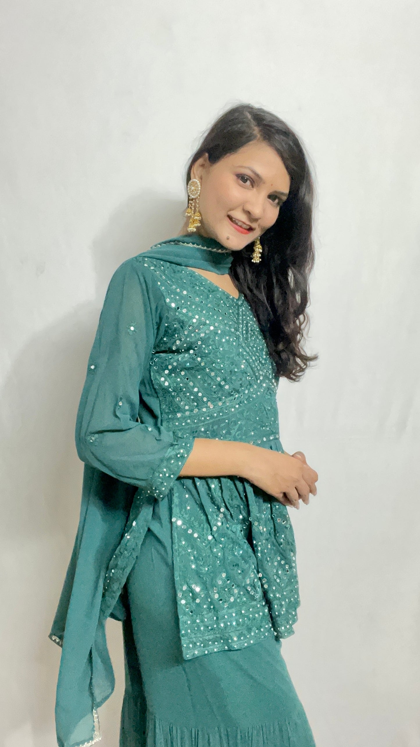 Ready Made Garara Kurti, Pant, & Dupatta